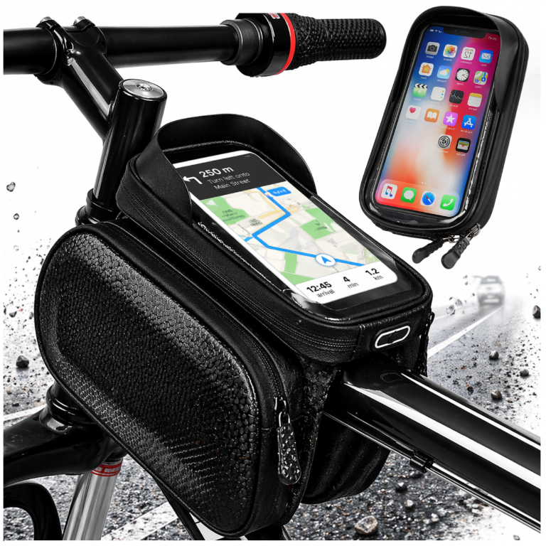 Wasserdichte Fahrradtasche Mit Klettverschluss, Gepäckträgertasche, Handyhalterung Und Reißverschlusstasche