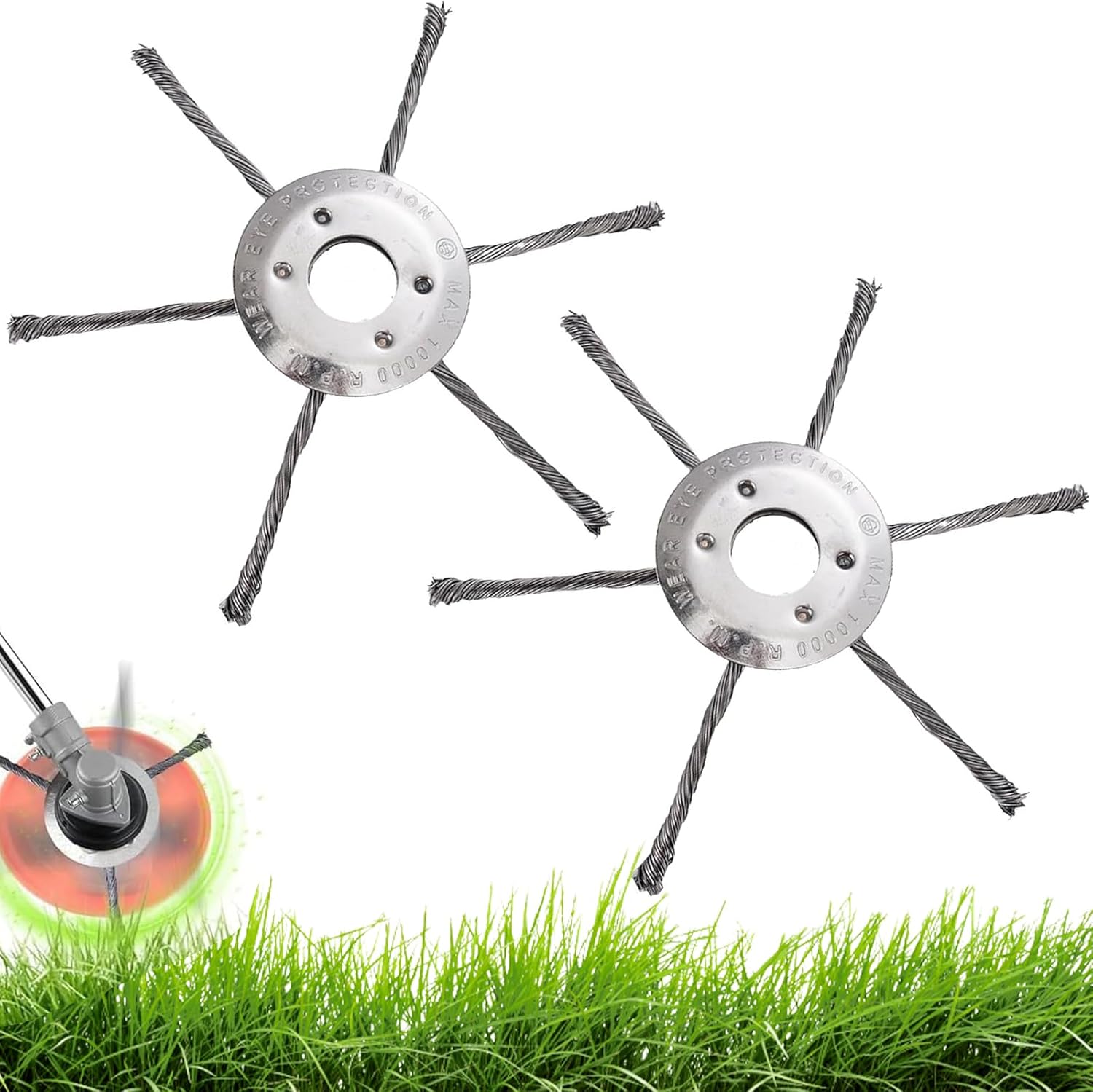 Lot De 2 Têtes De Coupe-bordures En Fil D'Acier, Brosse De 230 Mm Pour Coupe-bordures, Tête De Brosse Avec Fil Noué, Disque De Coupe Universel De Rechange Pour Coupe-bordures (6