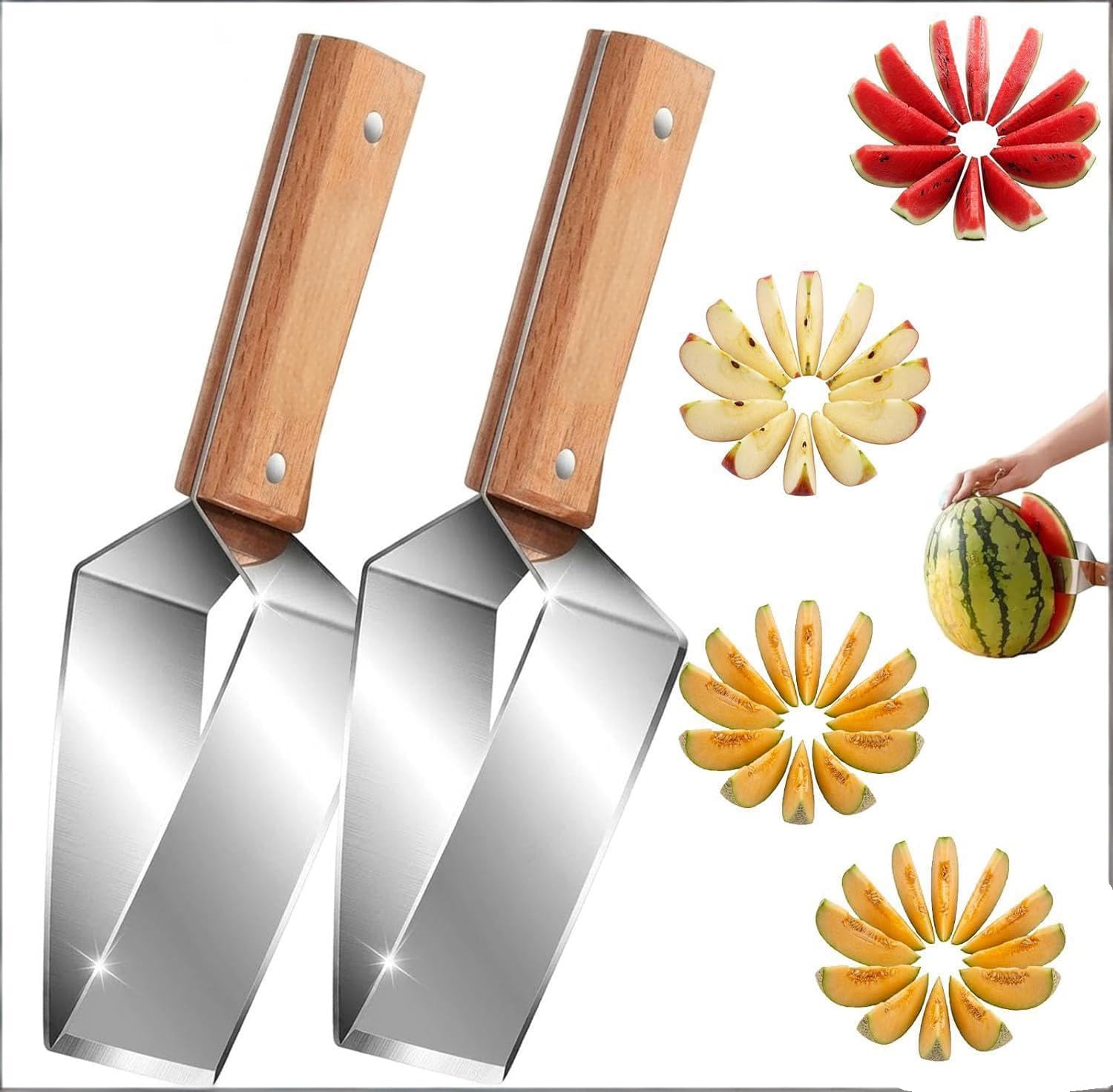 Trancheuse À Pastèque, Couteau À Pastèque, Acier Inoxydable, Trancheuse À Fruits Multifonctionnelle Pour Melons Et Avocats, Coupe Rapide, Aide Précieuse En Cuisine Pour Les Réunions De Famille Et Le C