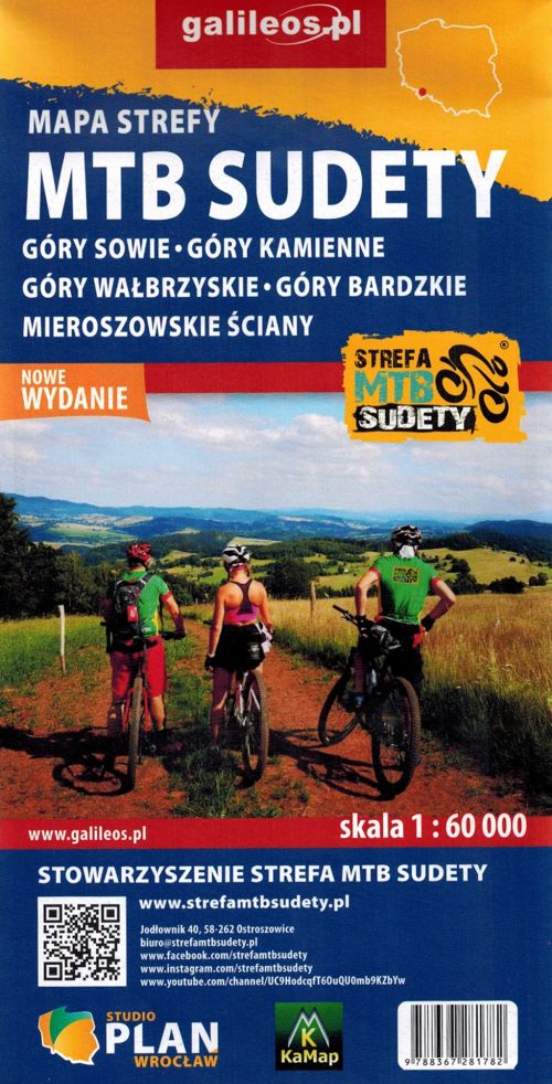 Mountainbike-sudeten: Eulengebirge, Steingebirge, Wałbrzych-gebirge, Bardzkie-gebirge, Mieroszów-gebirge. Touristische Radroutenkarte. Ausgabe 2023. Galileos