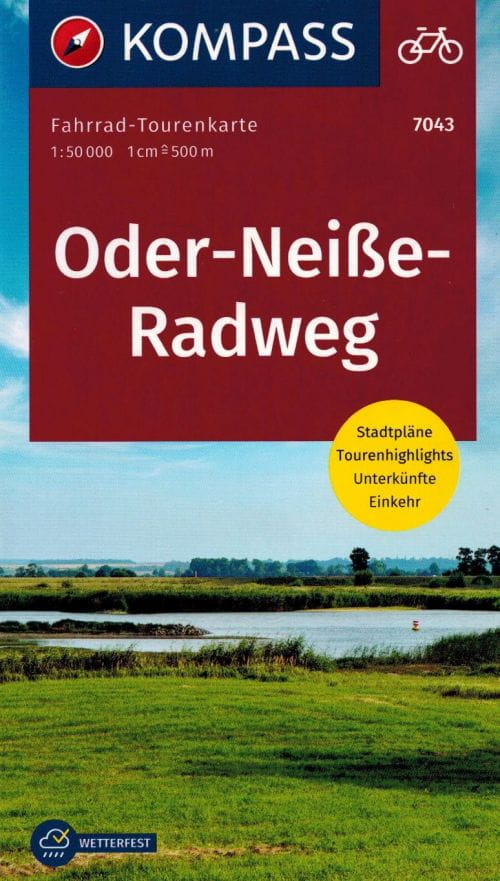 Oder-neiße-route 1:50.000. Laminierte Fahrradkarte 7043. Ausgabe 2023. Kompass