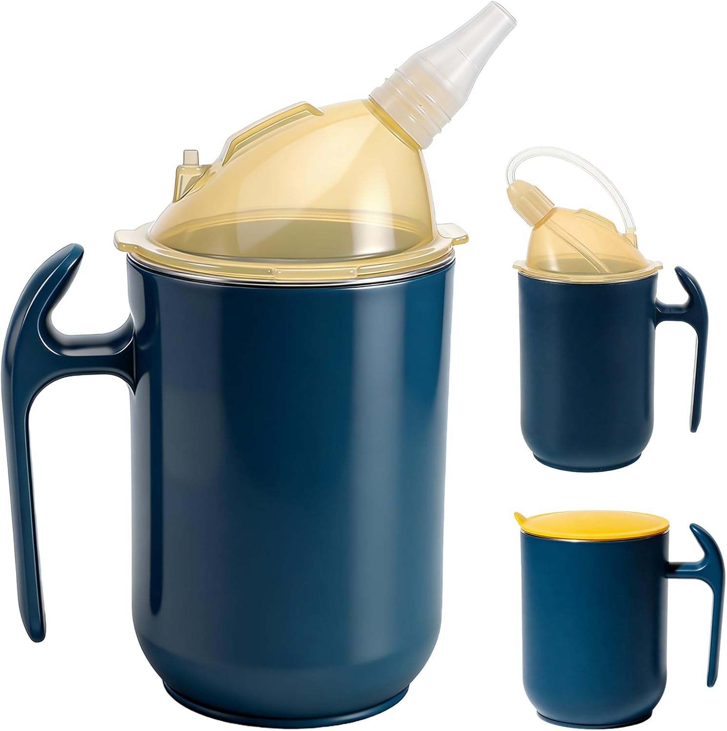 Gobelet 3 En 1 Pour Seniors, 400 Ml, En Acier Inoxydable Étanche, Avec Poignées Et Accessoires De Nettoyage, Pour Patients Et Personnes Handicapées.