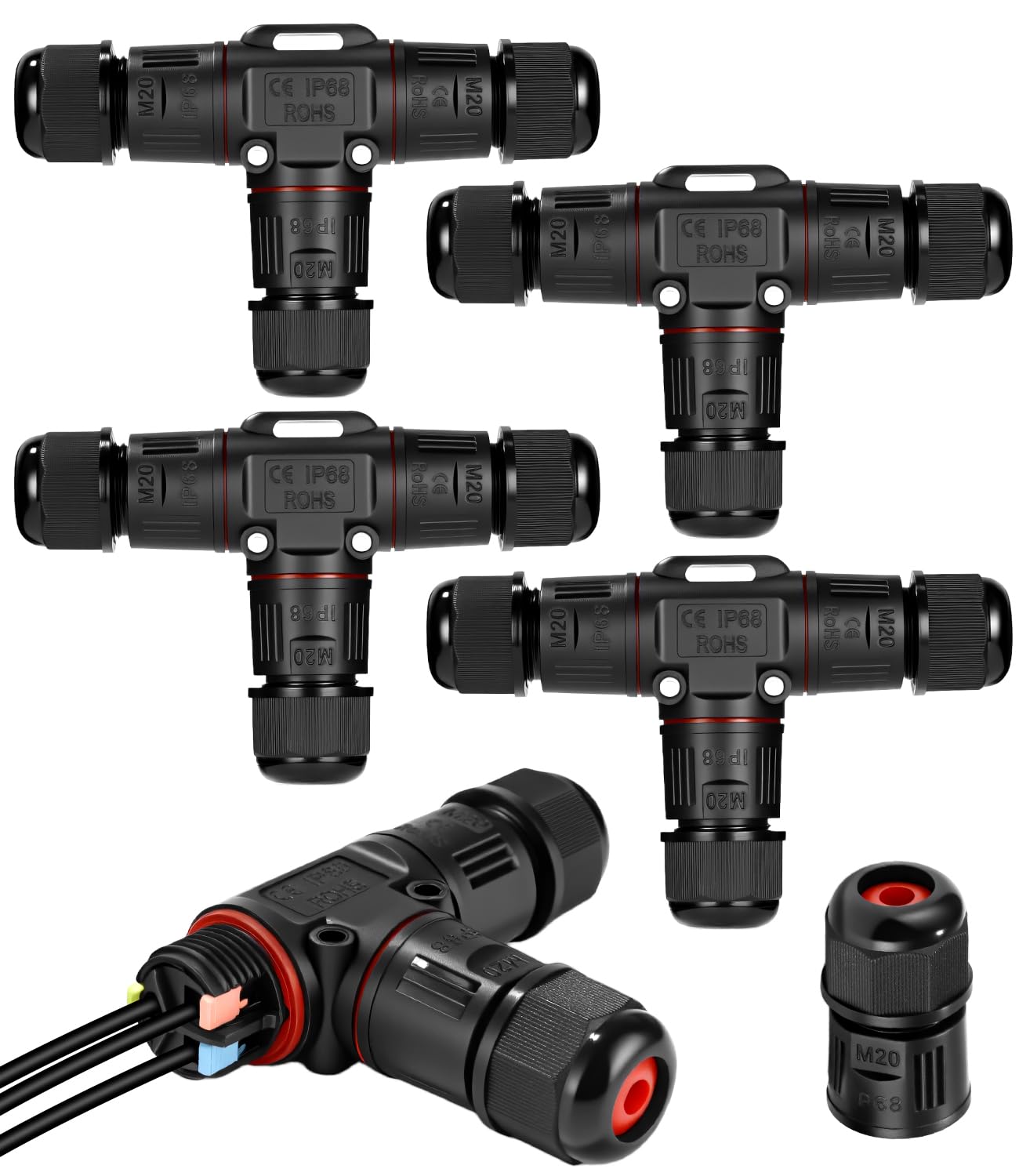 Lot De 4 Connecteurs De Câble Étanches 3 Pôles Ip68 Pour Boîtes De Jonction Souterraines, Adaptés Aux Câbles De 3 À 12 Mm De Diamètre, Manchon De Connexion Ip68
