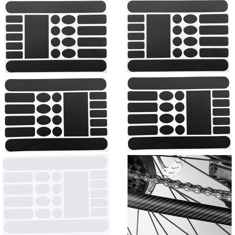 Set Mit 5 Fahrradrahmenschutzfolien, Kratzfeste Fahrradrahmenaufkleber, Zum Schutz Von Mountainbike- Und Rennradkettenrahmen (schwarz, Transparent, Carbonfaser)
