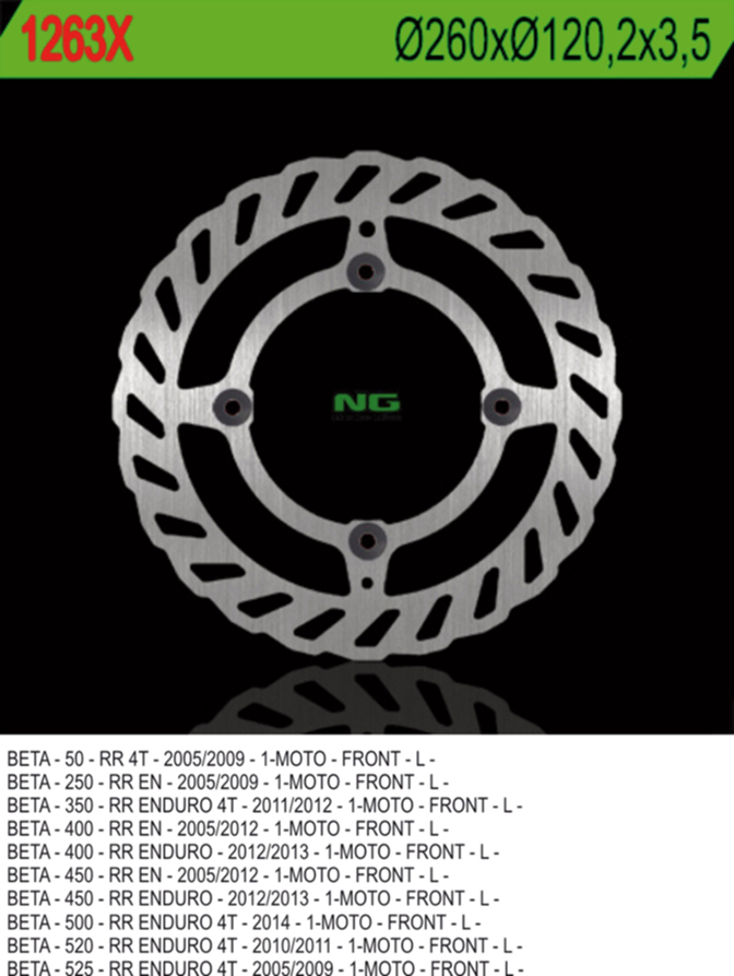 Ng Wave-bremsscheibe Vorne Für Beta Rr Enduro (260x120/3,5) Mit 4 Löchern