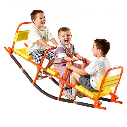 Kinderwippe, 90 Kg Tragkraft, Schaukelwippe Aus Metall Mit Griffen, Karussellwippe Für Kinder Ab 3 Jahren, Gartenwippe Für Draußen, Rasen, Hinterhof, Spielplatz, 2 Sitze, 1535x490x645 Mm