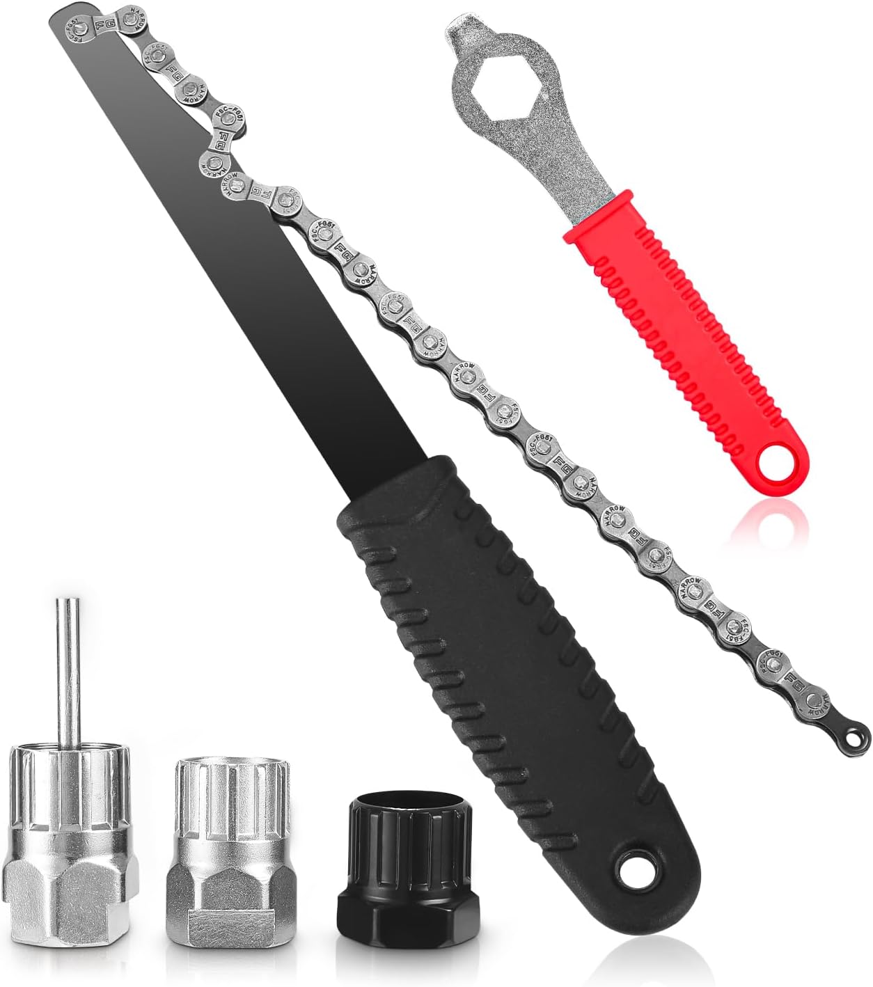 Fouet À Chaîne De Vélo, Kit De 5 Outils Pour Bagues De Verrouillage De Cassette, Extracteur De Cassette Et Fouet À Chaîne Avec Extracteur De Pignon Et Kit D'Extracteur De Vis Pour Cassettes Et Vis