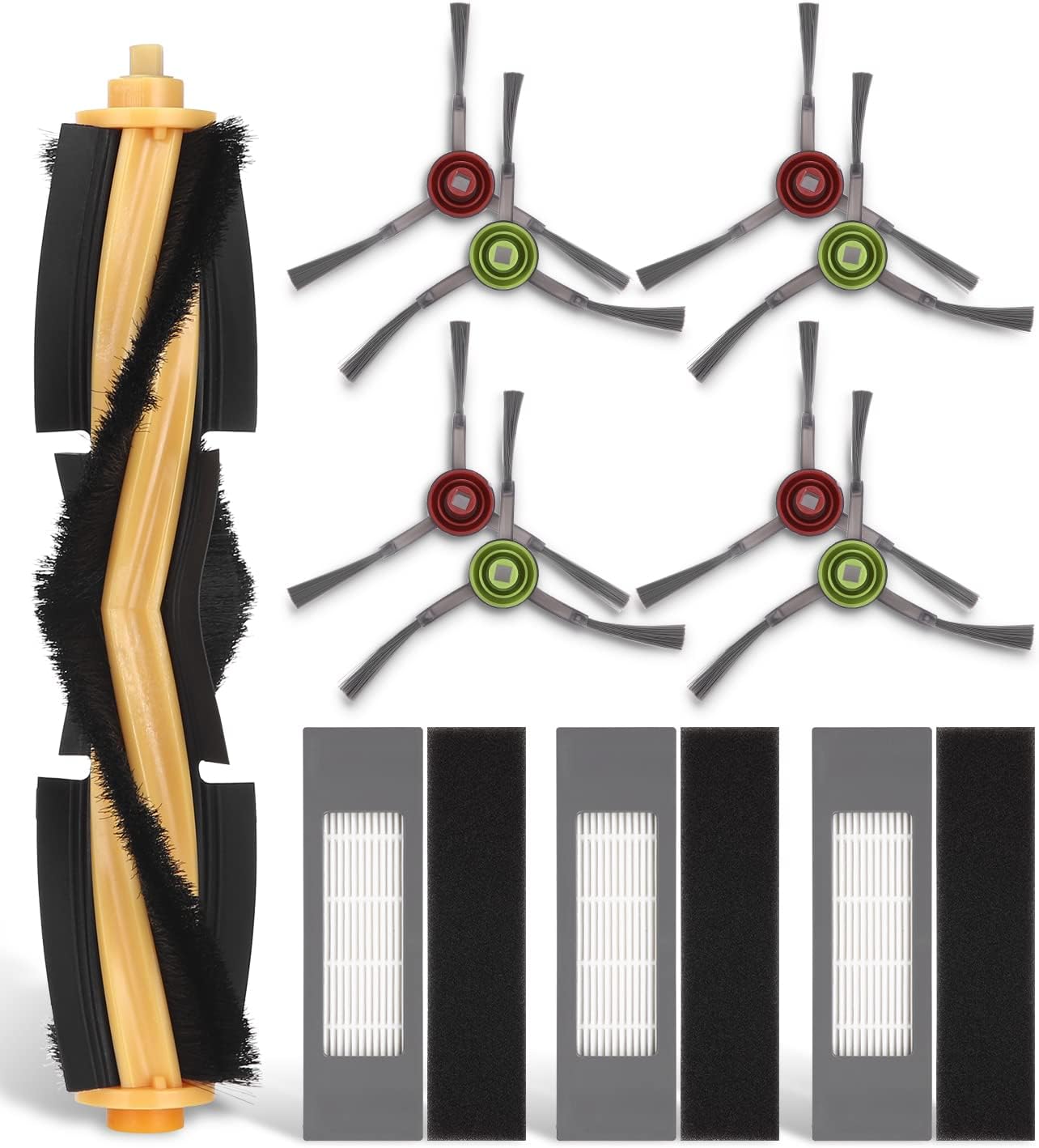 Kit De Rechange Pour Aspirateurs Robots Ecovacs Deebot Ozmo T8 Aivi T8max : 1 Brosse Principale, 8 Brosses Latérales, 3 Filtres Hepa, Kit De 12 Pièces.