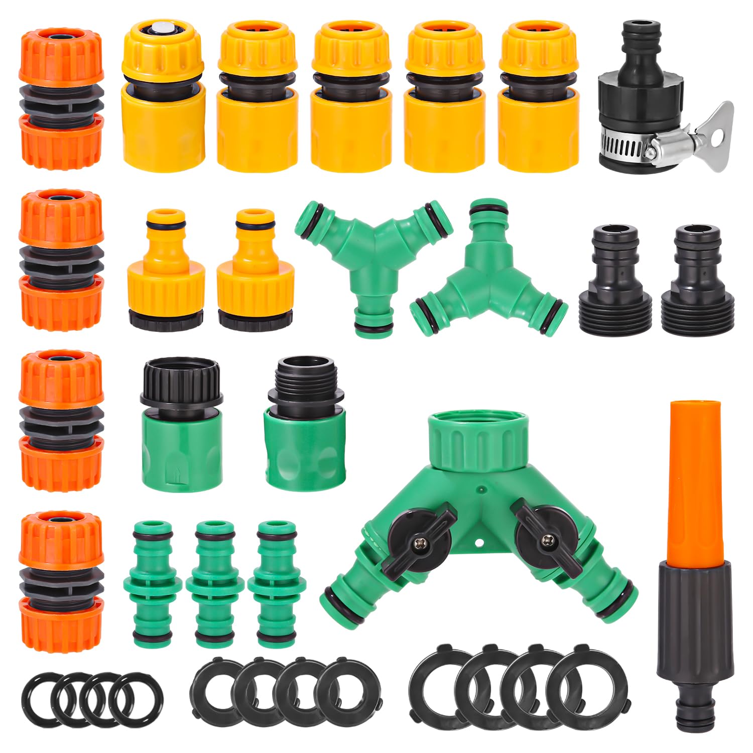 Ensemble De 35 Raccords Pour Tuyau D'Arrosage, Ensemble De Raccords Pour Tuyau D'Arrosage De 1/2 Pouce, Ensemble De Raccords En Plastique, Accessoires De Raccordement Pour Robinets D'Arrosage Et D'Eau