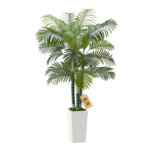Künstliche Areca-palme, 1,8 M, Künstliche Tropische Palmenpflanzen Mit Weißem, Hohem Pflanzgefäß, Kunstseidenpflanze Im Topf, Kunstbaum Für Veranden, Wohnzimmer, Terrassen Zuhause, Büro