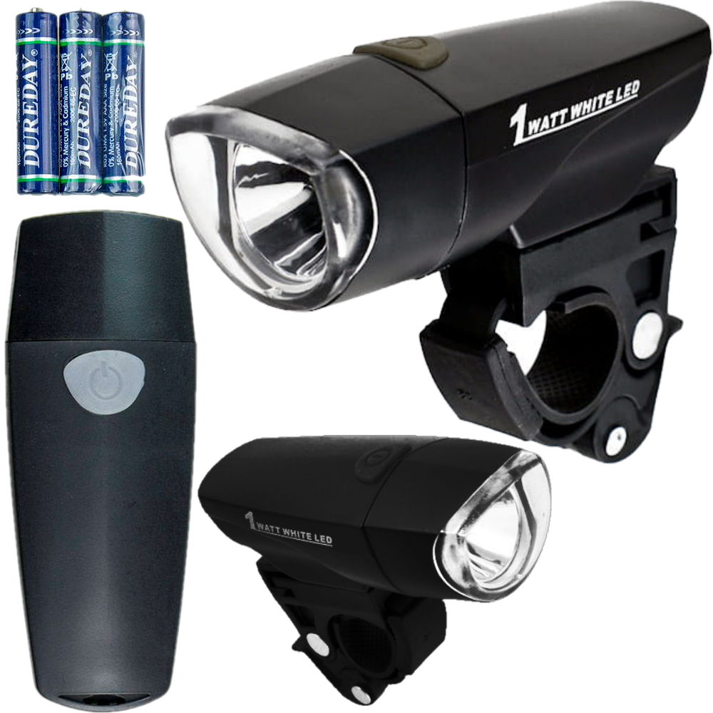 Taschenlampe, Led-fahrradfrontlicht, Starkes 1-w-licht, Hell, Reflektor + Batterien