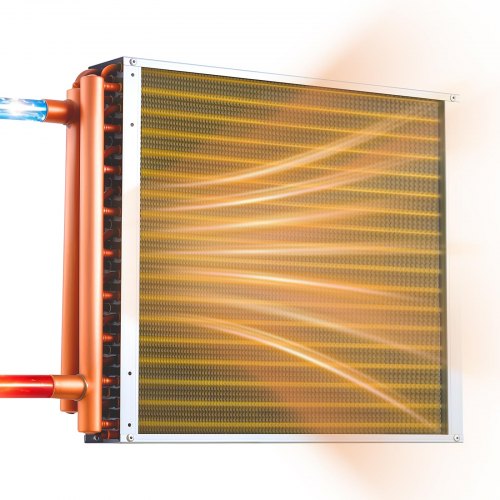 Lamellenwärmetauscher 457x457mm, 35,2kw Wärmetauscher Mit Kupferanschlüssen & Aluminiumlamellen, Wasser-luft-wärmeüberträger Mit 2,5 Mpa Arbeitsdruck, Wärmeaustauscher Für Heizung Kühlung Indoor