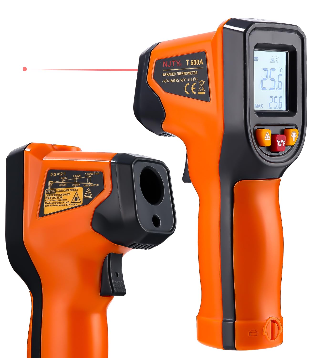 Thermomètre Infrarouge Numérique -58°f1112°f (-50°c 600°c) Pistolet Thermique Ir Thermomètre Laser Numérique Avec Écran Lcd Pour La Cuisson, La Friture, La Congélation, Usage Industriel (ne Convient