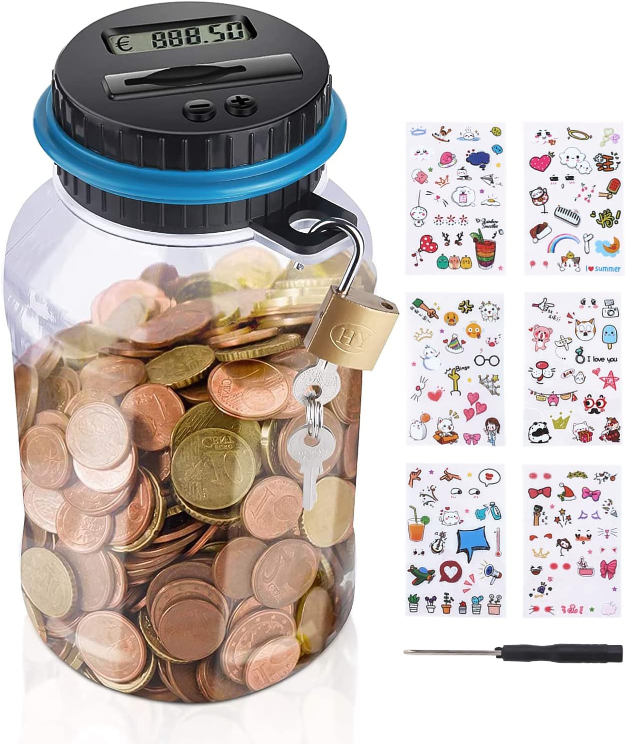 Tirelire Électronique, Tirelire Sécurisée Par Mot De Passe Pour Enfants, Tirelire À Numéros, Tirelire Électronique, Rouleau De Billets Automatique Avec Autocollants Mignons, Cadeau D'Anniversaire (tir