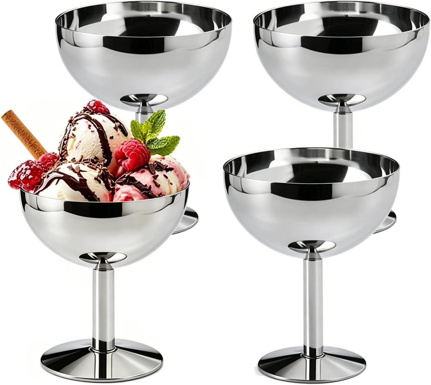 Coupes À Dessert Glacées, 10 Cm De Diamètre, 200 Ml, En Acier Inoxydable, Verres À Cocktail, Coupes À Dessert Avec Base, Coupes À Dessert Glacées