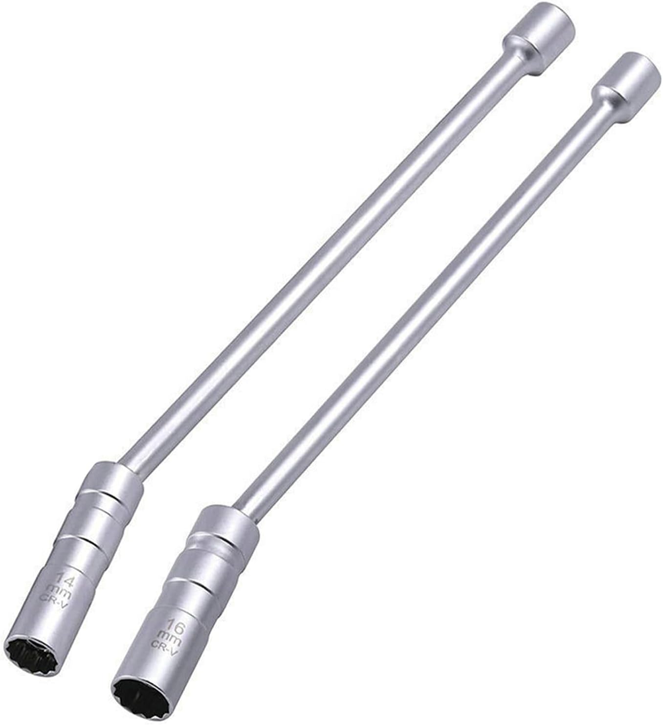 Jeu De Clés À Bougies, Longues, 14 Mm Et 16 Mm, 2 Pièces, Douille Pour Bougies, Paroi Mince, Magnétique, Universelle, Flexible, Rotative À 360°, Pour Le Changement De Bougies Sur Voitures Et Motos