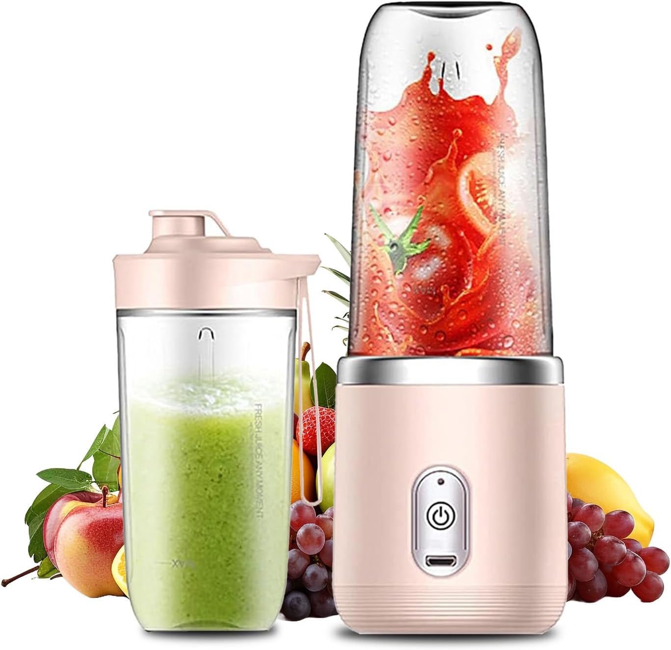 Blender Portable (400 Ml), Appareil À Smoothies Nomade Avec Écran Numérique Et 6 Filtres, Mini Presse-agrumes, Rechargeable Par Usb, Batterie 1200 Mah Pour Smoothies, Confitures Et Milkshakes, Idéal P