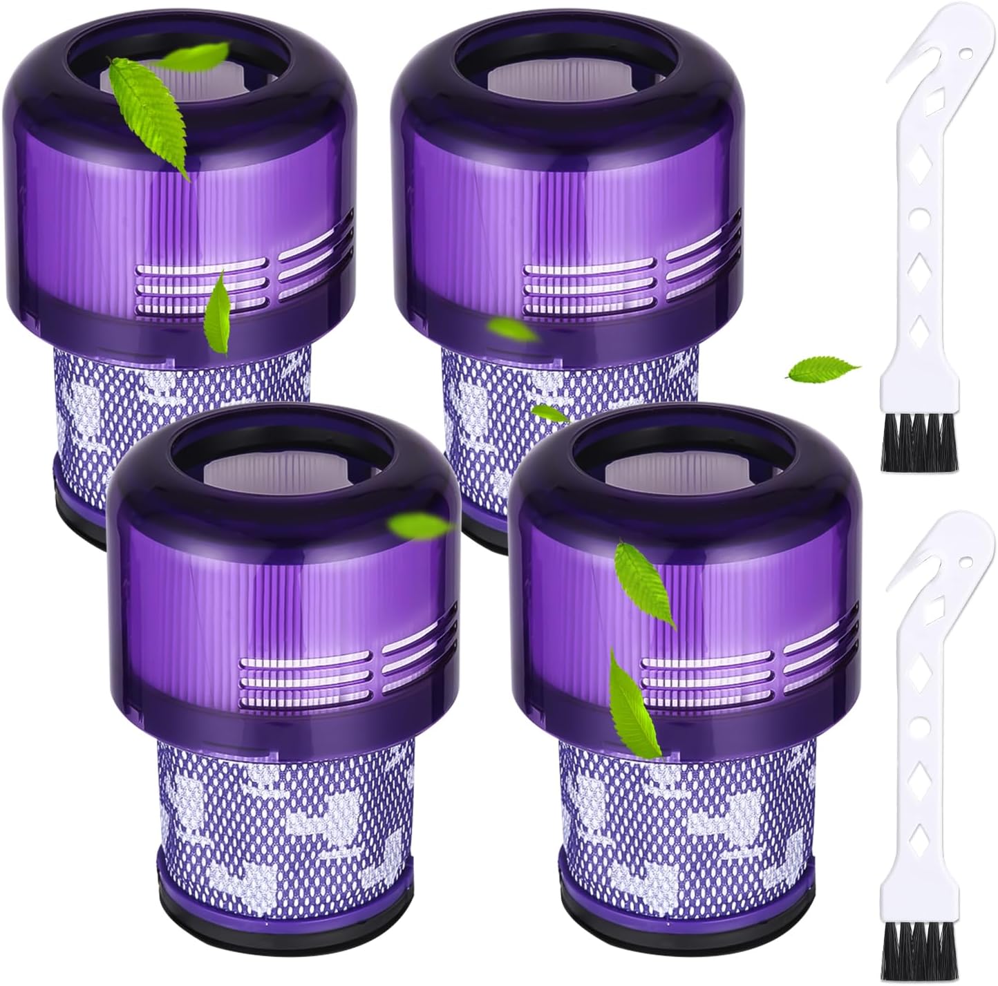 Lot De 4 Filtres Pour Aspirateurs Dyson V11, Sv14, V15 Et Sv22, Filtre Hepa Pour Dyson V12, Filtre De Rechange Lavable Pour Dyson V12 Slim Absolute Extra/total Clean/fluffy Avec 1 Brosse, Remplace La