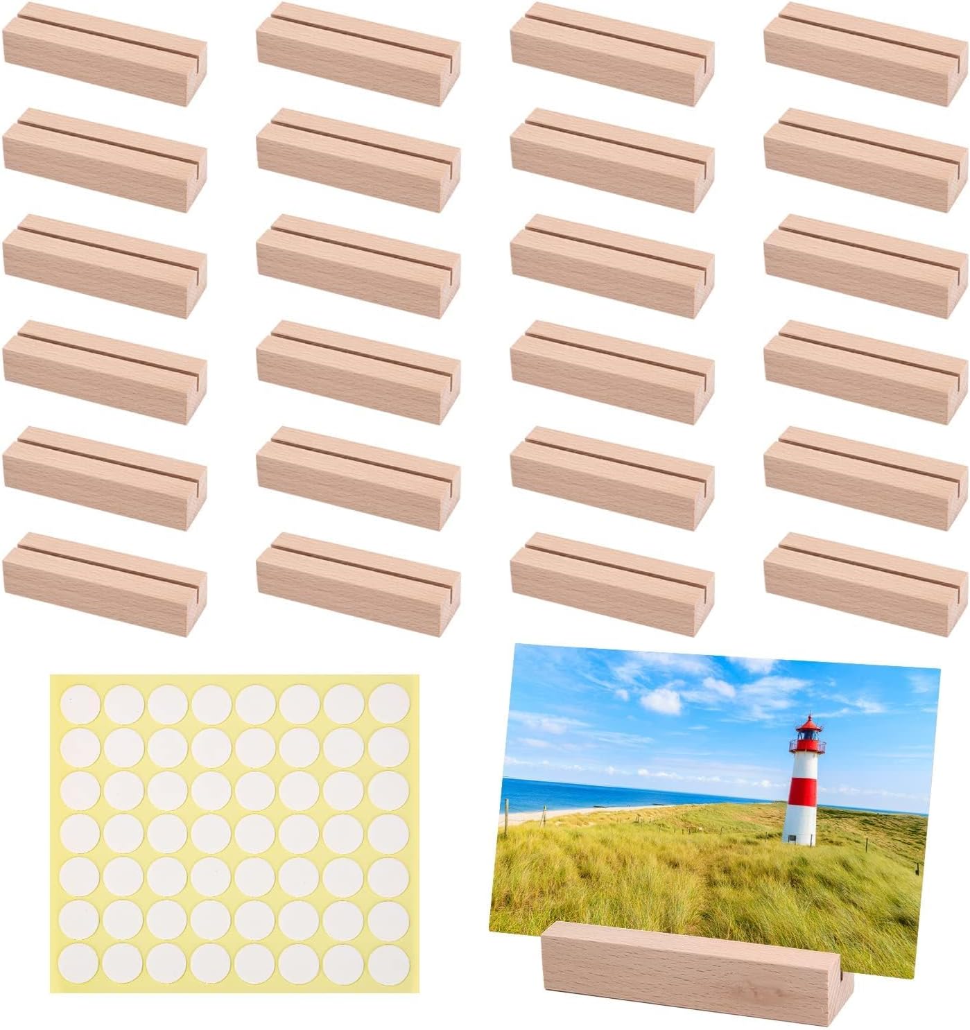 Lot De 24 Porte-cartes En Bois Adhésifs Double Face, Porte-noms, Porte-photos, Porte-cartes Postales Pour Restaurants, Mariages, Banquets Et Fêtes, Supports Photo