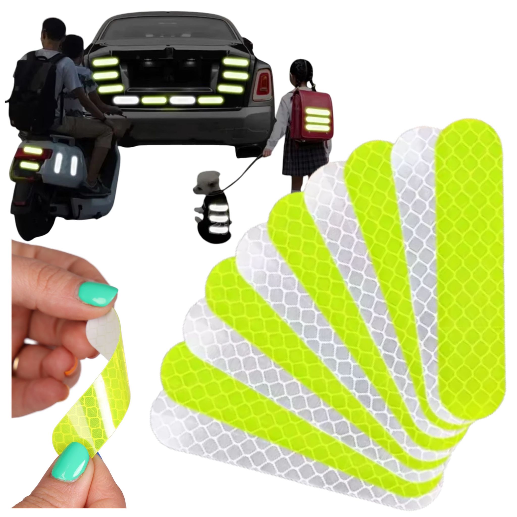 Set Mit 10 Reflektierenden Warnaufklebern Für Fahrräder Und Helme