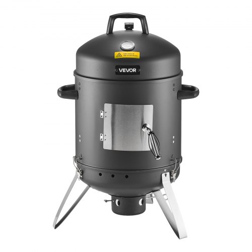 Räuchertonne, 40 Cm Vertikaler Holzkohlegrill, Beschichteter Stahlgrill Mit 2 Grillrosten, Thermometer, Lüftungsöffnungen & Herausnehmbarer Ascheschale, Bbq Räucherofen Für Grillpartys