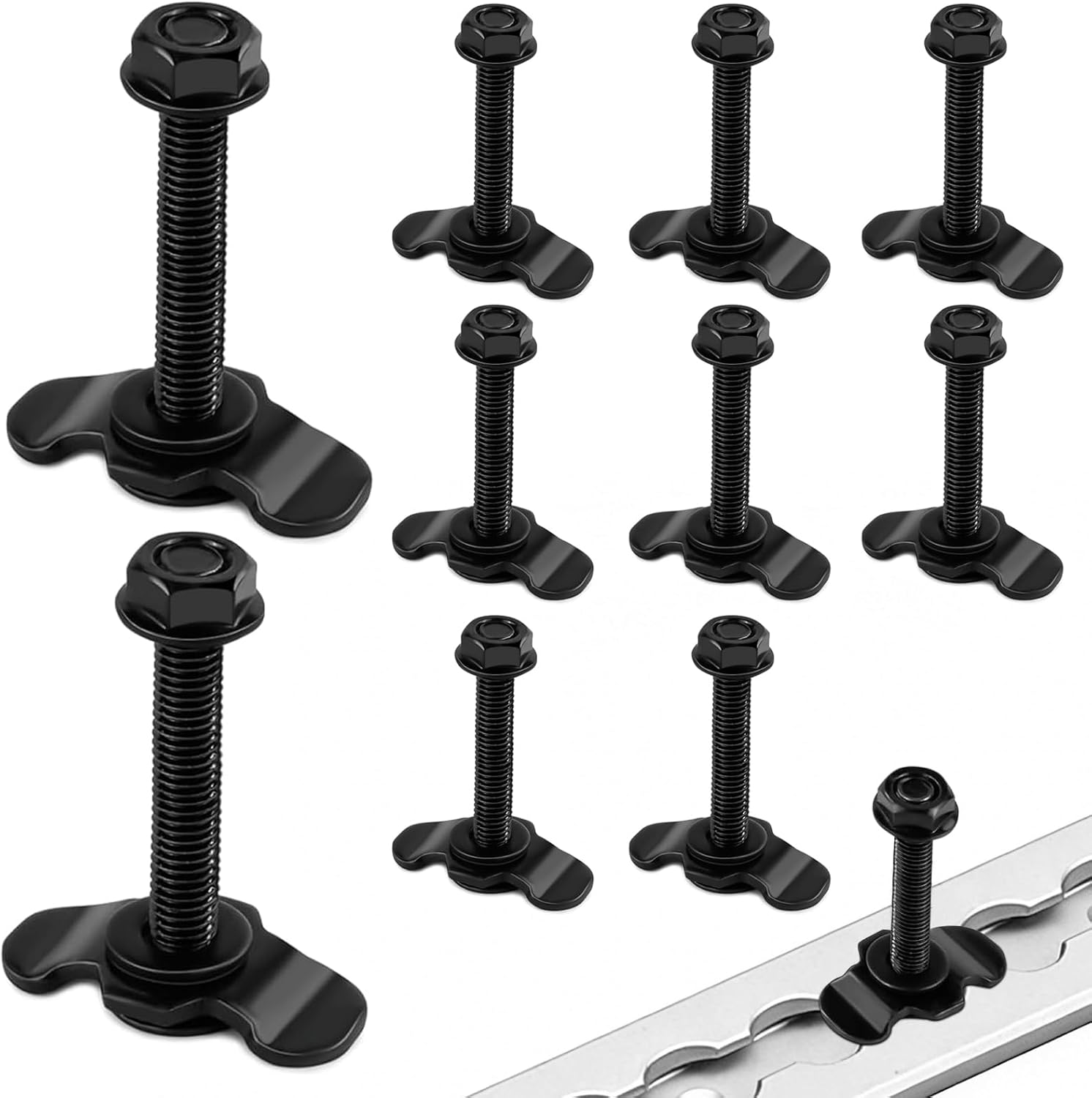 Connecteurs À Vis Pour Rails D'Arrimage M8 X 60 Mm, Pour Rails D'Arrimage, Jeu De 10 Connecteurs À Vis, Simple Face, Pour La Fixation De Charges Sur Caravanes, Fourgons Et Remorques