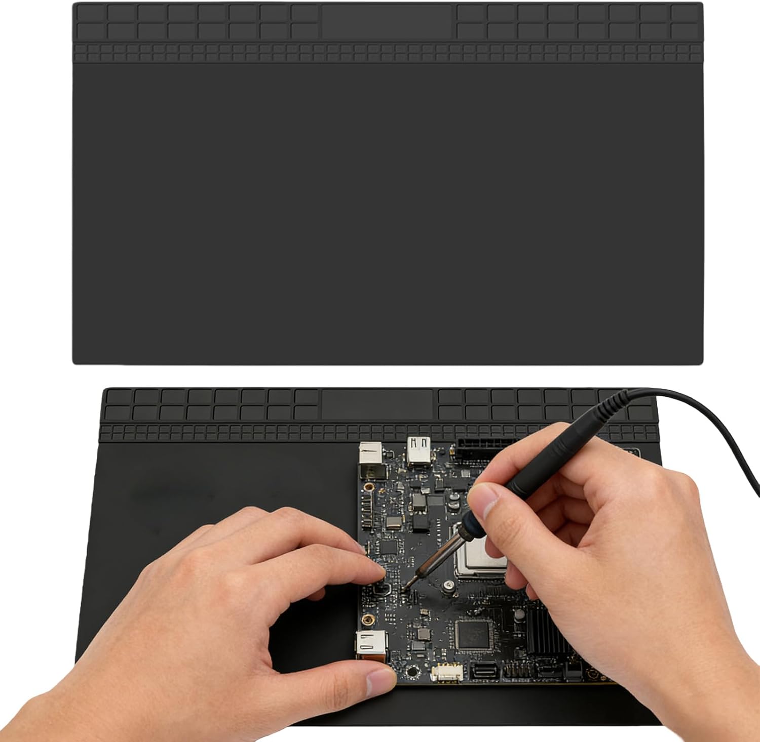 Tapis De Soudage Antistatique Extra Large (70 X 40 Cm) En Silicone, Résistant À La Chaleur Jusqu'à 500 °c, Robuste Et Idéal Pour La Réparation De Pistolets À Souder, L'Électronique Et L'Horlogerie (no
