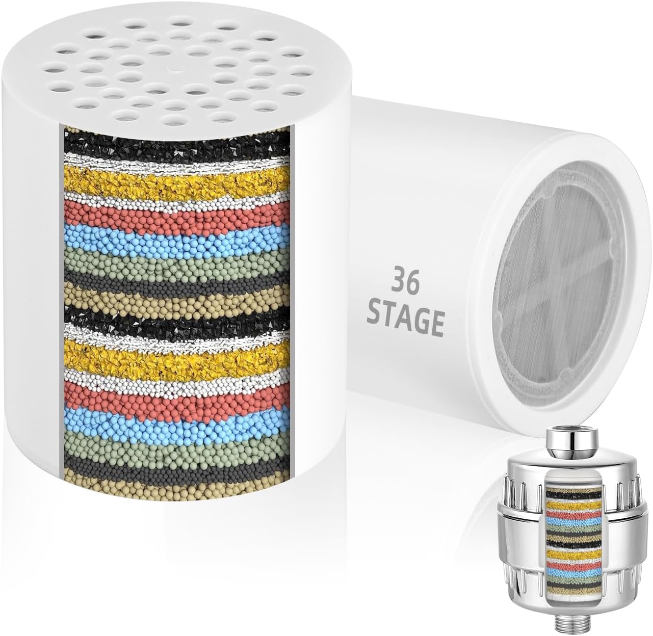 Lot De 2 Cartouches Filtrantes Universelles 36 Étapes Pour Douche, Adoucisseur D'Eau. Élimine Le Chlore, Les Métaux Lourds Et Autres Sédiments.