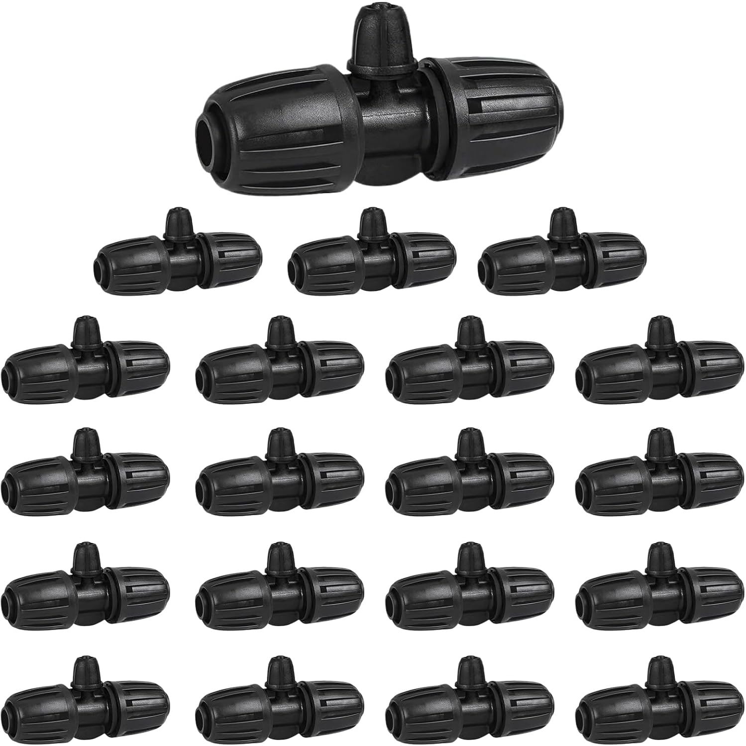 Raccord En T Cannelé Pour Irrigation De Jardin (20 Pièces), 16 Mm À 4/7", Connecteur Pour Micro-irrigation Goutte À Goutte, Tuyau D'Irrigation Anti-goutte, Séparateur D'Eau Pour Tuyaux D'Irrigation En