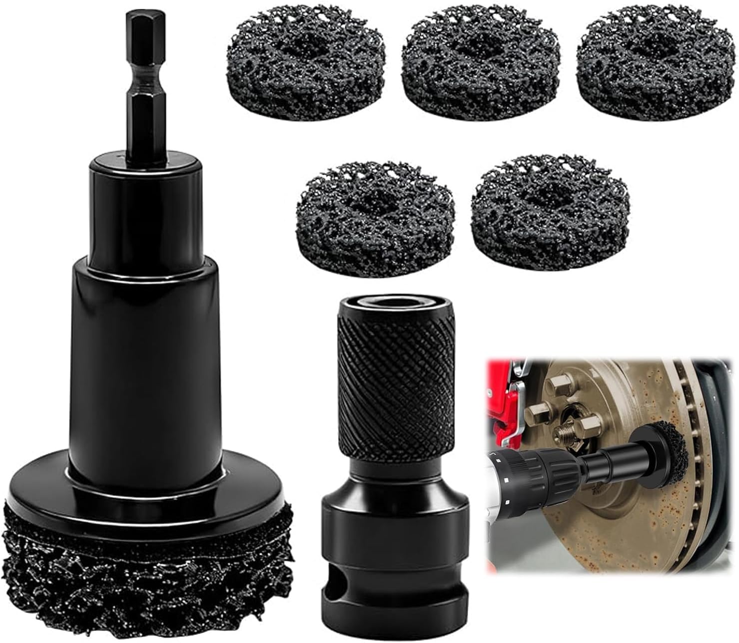 Meuleuse Pour Boulons Et Moyeux De Roue Avec 5 Entretoises (ø 50 Mm), Outil De Nettoyage De Moyeu De Roue, Élimination Rapide De La Rouille Pour Les Boulons Et Les Disques De Roue, Pour Clés À Chocs E