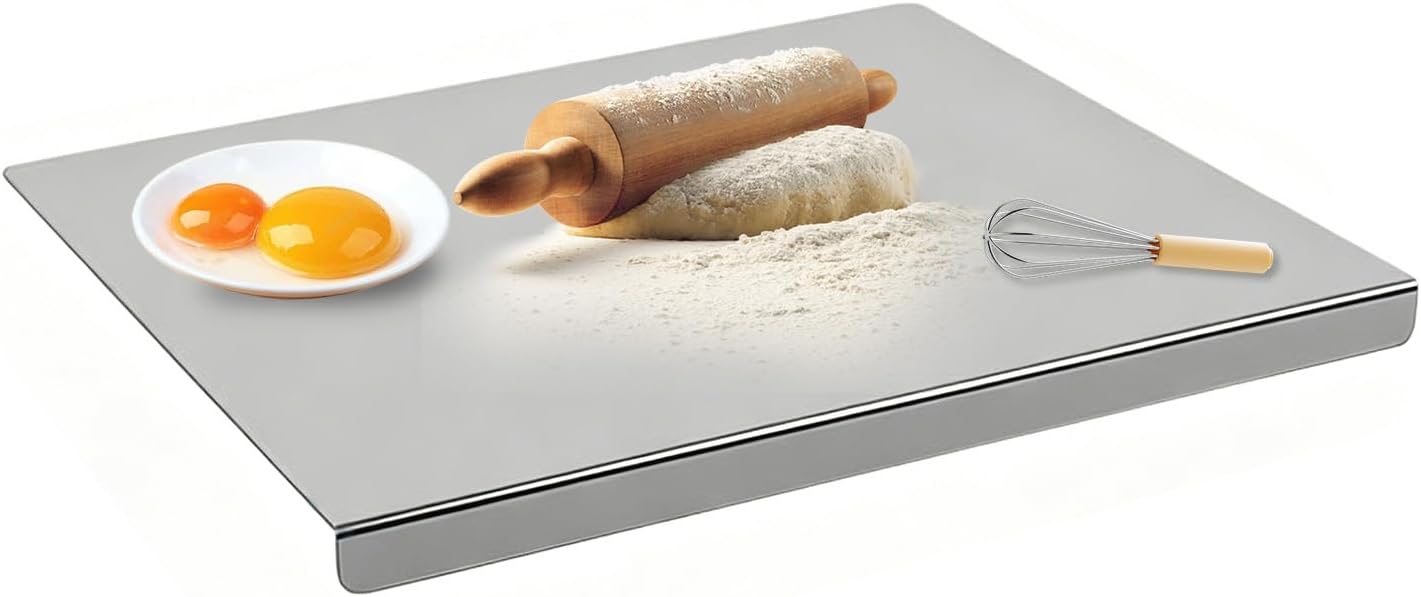 Planche À Découper En Acier Inoxydable Sus 304, 40 X 30 Cm, Antirouille Et Compatible Lave-vaisselle, Planche À Découper Robuste Avec Bords Antidérapants, Double Face Pour La Viande, Les Légumes, Le P