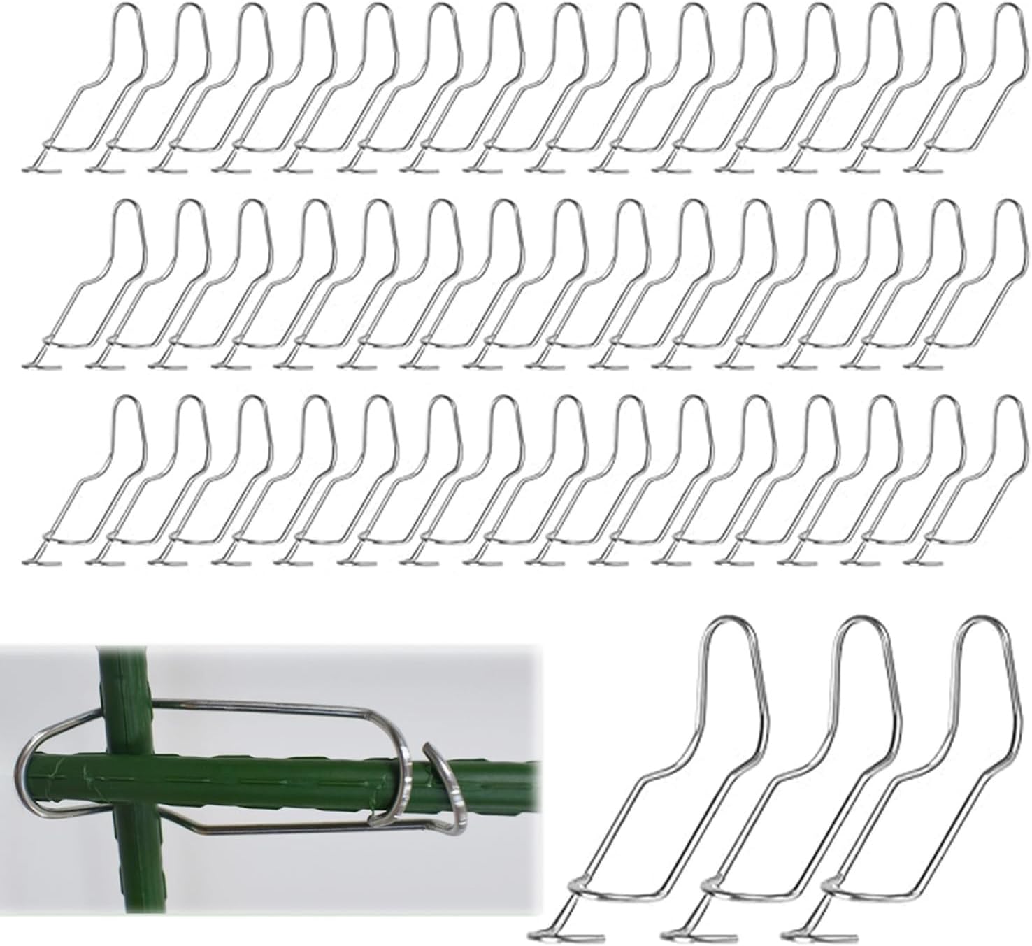 50 Clips Tonkin, Clips En Acier Inoxydable De 11 Mm Pour Bambou, Pour La Construction De Treillis Sur Mesure Pour Plantes D'Intérieur, Espaliers, Clips De Connexion Pour Fixer Des Poteaux En Bambou Et
