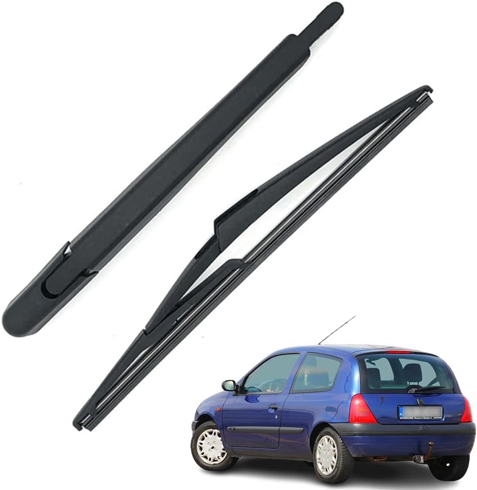 Kit D'Essuie-glace Arrière, Noir, Pièce Détachée : Bras D'Essuie-glace Arrière + Essuie-glace Avant, Compatible Avec Clio 2 (1998–2006)