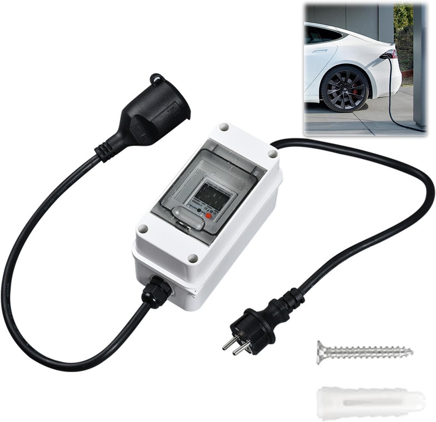 Compteur D'Électricité Numérique Mobile 230 V 16 A Pour Prise, Étanche Ip65 Avec Remise À Zéro Et Affichage Led, Compteur Kwh Portable Extérieur Avec Câble De 1 M Pour Camping-cars, Véhicules Électriq
