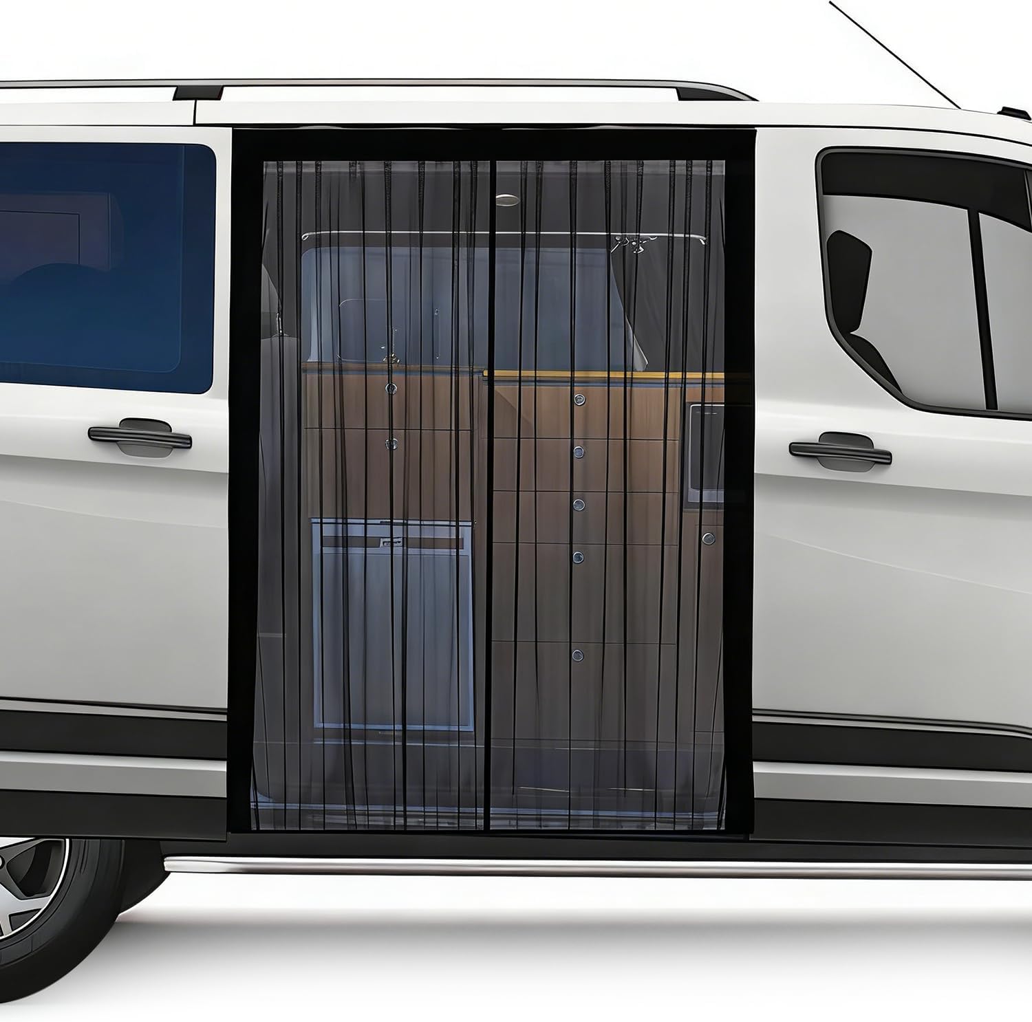 Moustiquaire Magnétique Pour Porte Coulissante Vw T5/t6, Moustiquaire Et Écran Anti-insectes Avec Protection Solaire Et Ombrage, Accessoire De Camping Pour Porte Latérale, Compatible Avec Les Multivan