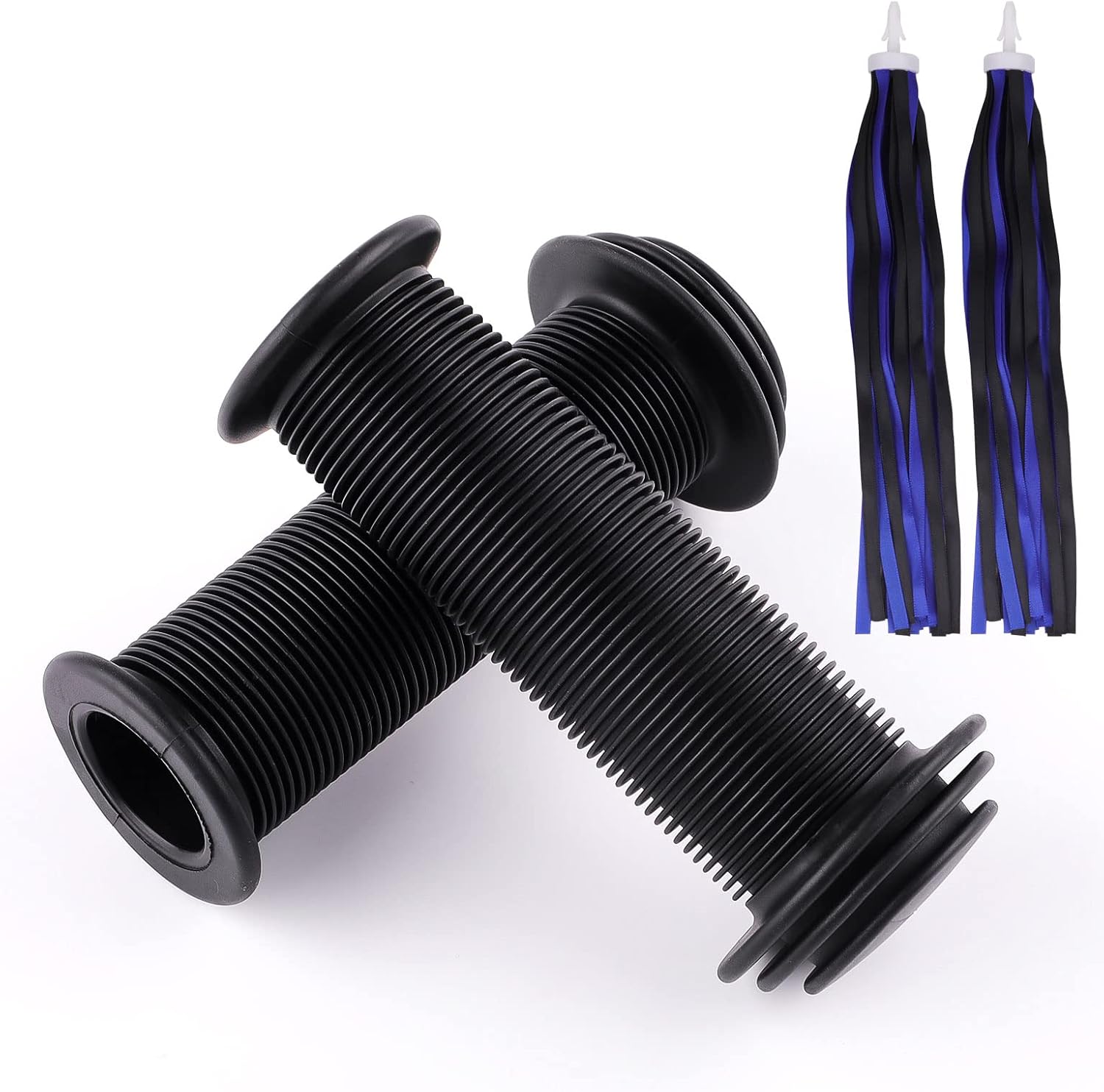 Fahrradlenkergriffe, Schwarze Griffe Mit Blauen Fransen