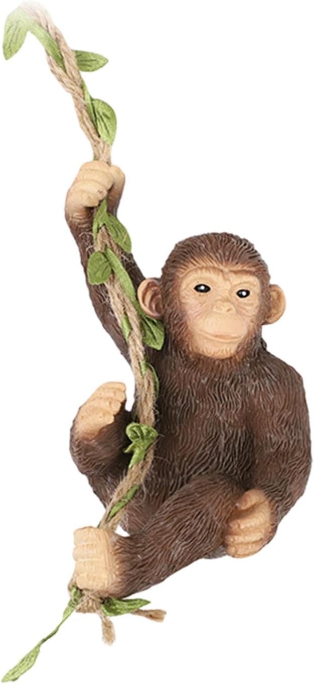 Figurines De Jardin, Décoration Suspendue À Motifs Animaliers, Bébé Chimpanzé En Résine, Figurine De Singe Étanche À Suspendre Aux Murs Du Jardin, Orang-outan