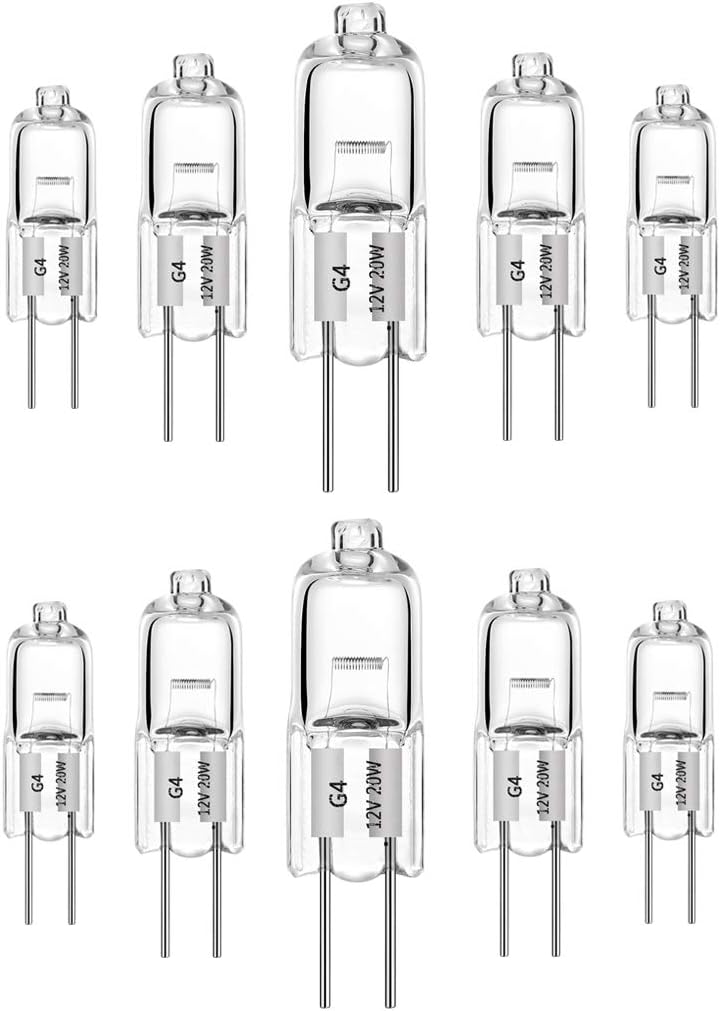 10 Stück G4 20w 12v Warmweiße 2700k Halogenlampen Mit Transparenten, Dimmbaren Kapseln