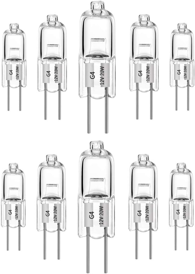 10 Stück G4 20w 12v Warmweiße 2700k Halogenlampen Mit Transparenten, Dimmbaren Kapseln