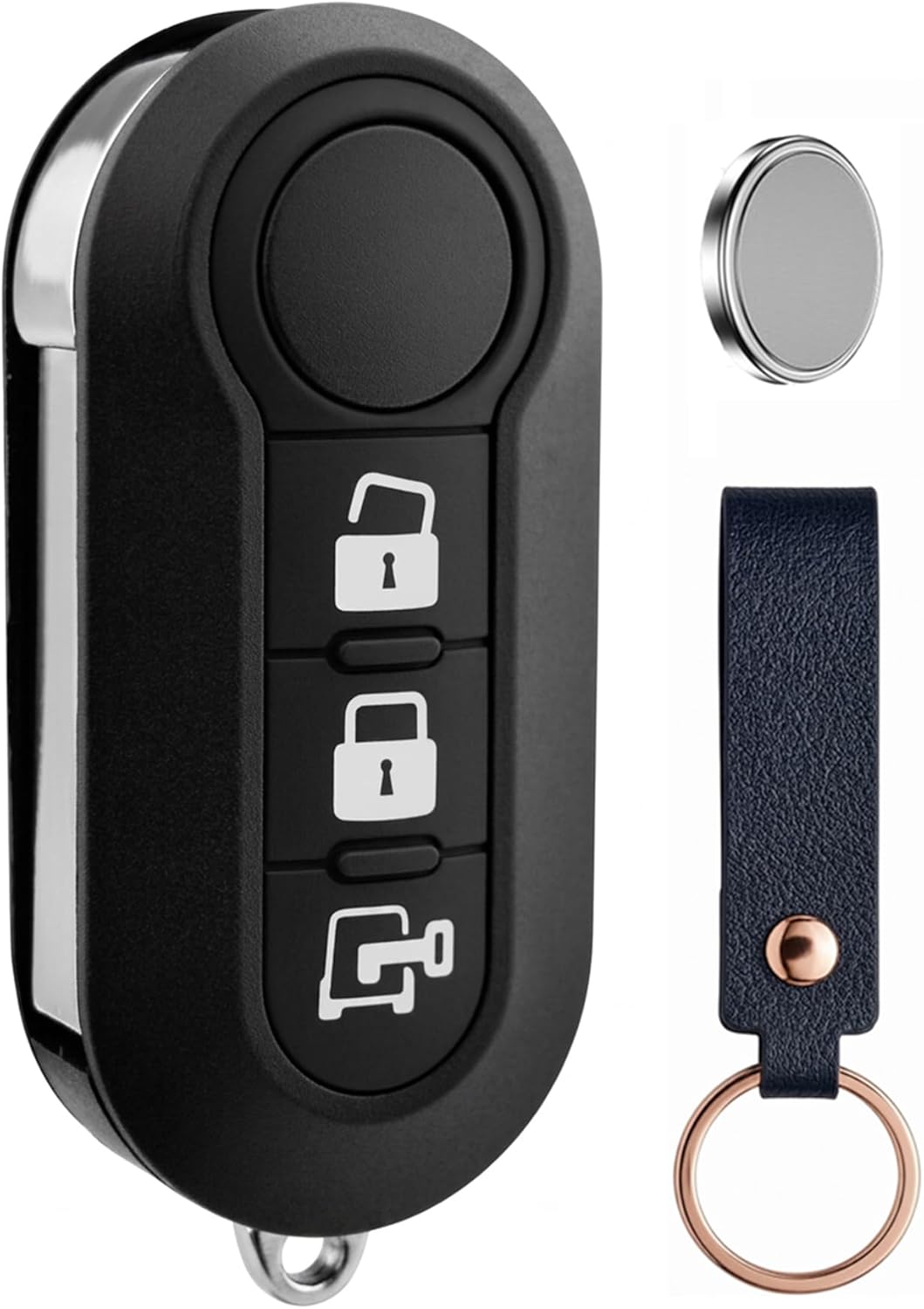 3-tasten-autoschlüsselgehäuse, Kompatibel Mit Fiat 500, 500l, Ducato, Panda, Punto, Doblo, Lancia Delta, Peugeot Boxer, Citroën Jumper, Relay, Iveco Daily, Ford Ka, Vauxhall Combo D