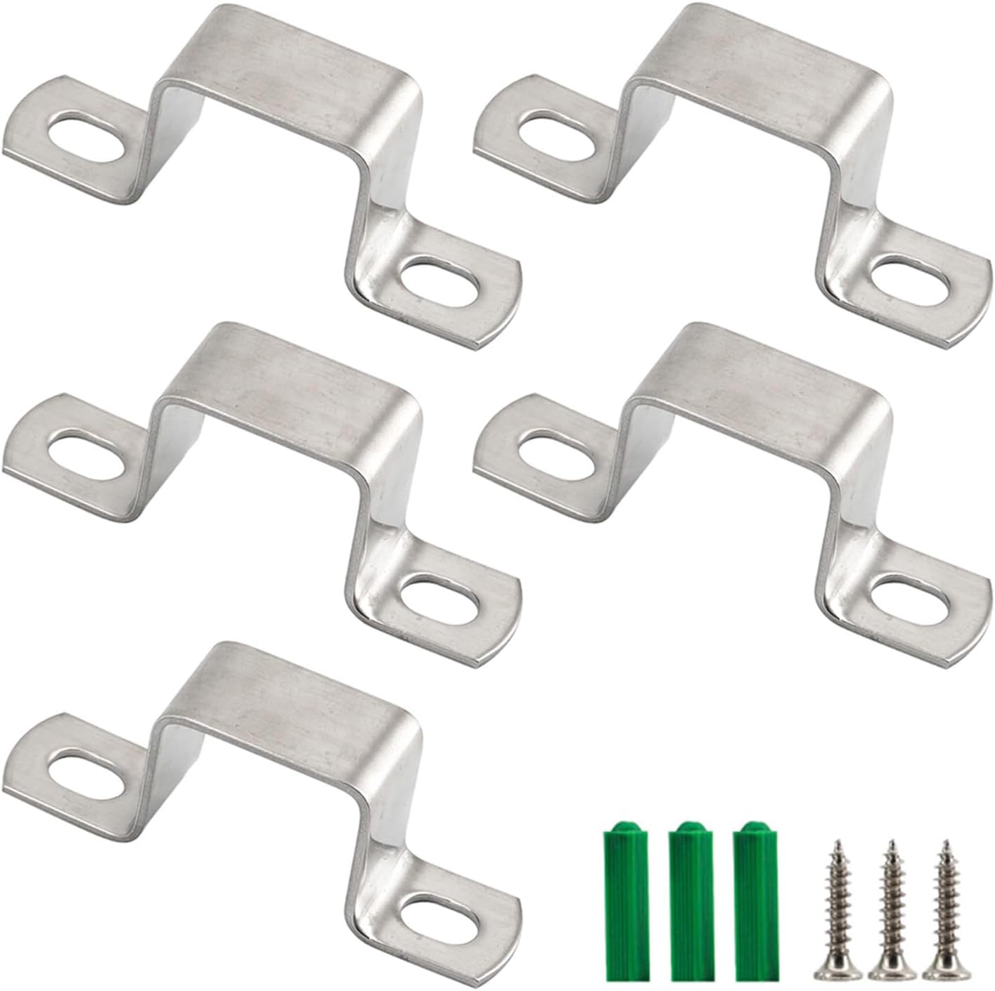 Satz Mit 5 U-förmigen M90 X 90 Mm Vierkantrohrhalterungen Aus Edelstahl 304, Inklusive Schrauben