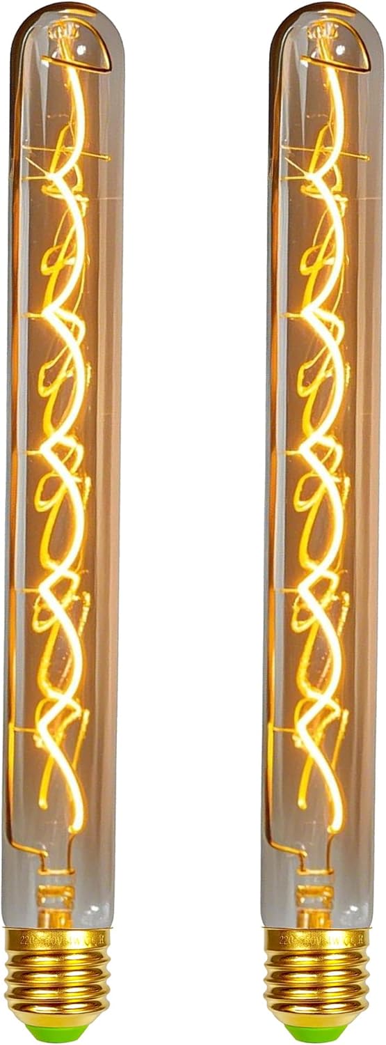 T300 Edison Led-röhre, 2er-pack, 4 W (entspricht 25 W), 2000 K Warmweiß, Dimmbar, E27-sockel, 32 X 300 Mm, 3 Farben (bernstein)