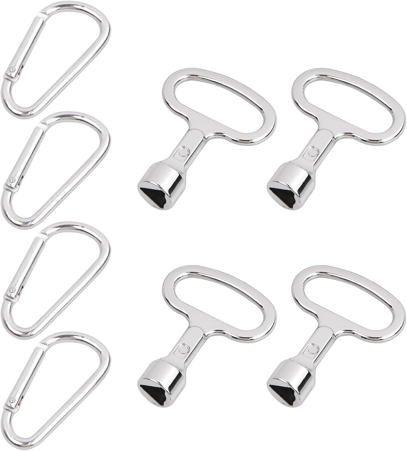 Set Mit 4 Dreieckschlüsseln, Dreieckschlüssel Mit Karabinerhaken, Für Mülltonnen, Metall, Steckschlüssel, Dreieck-gewindebohrer, Universalschlüssel, Für Elektro-, Gas-, Wasser- Und Zählerkästen