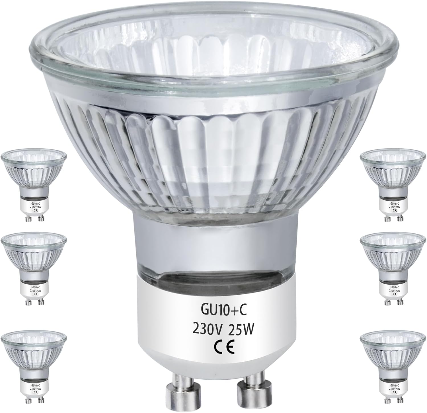 Gu10 25w 230v Mr16 Halogenlampen Für Schienensysteme, Einbauleuchten, Akzentbeleuchtung, Deckenleuchten Und Dunstabzugshauben, Dimmbar, Warmweiß, 6er-pack