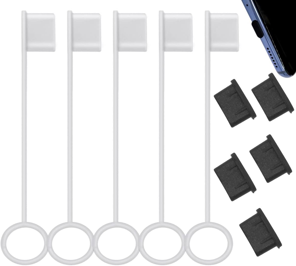 5 Stück Usb-c-kabelabdeckungen, Staubdicht Und Oxidationsbeständig – Silikon-anschlussschutz Für Typ-c-ladeanschlüsse