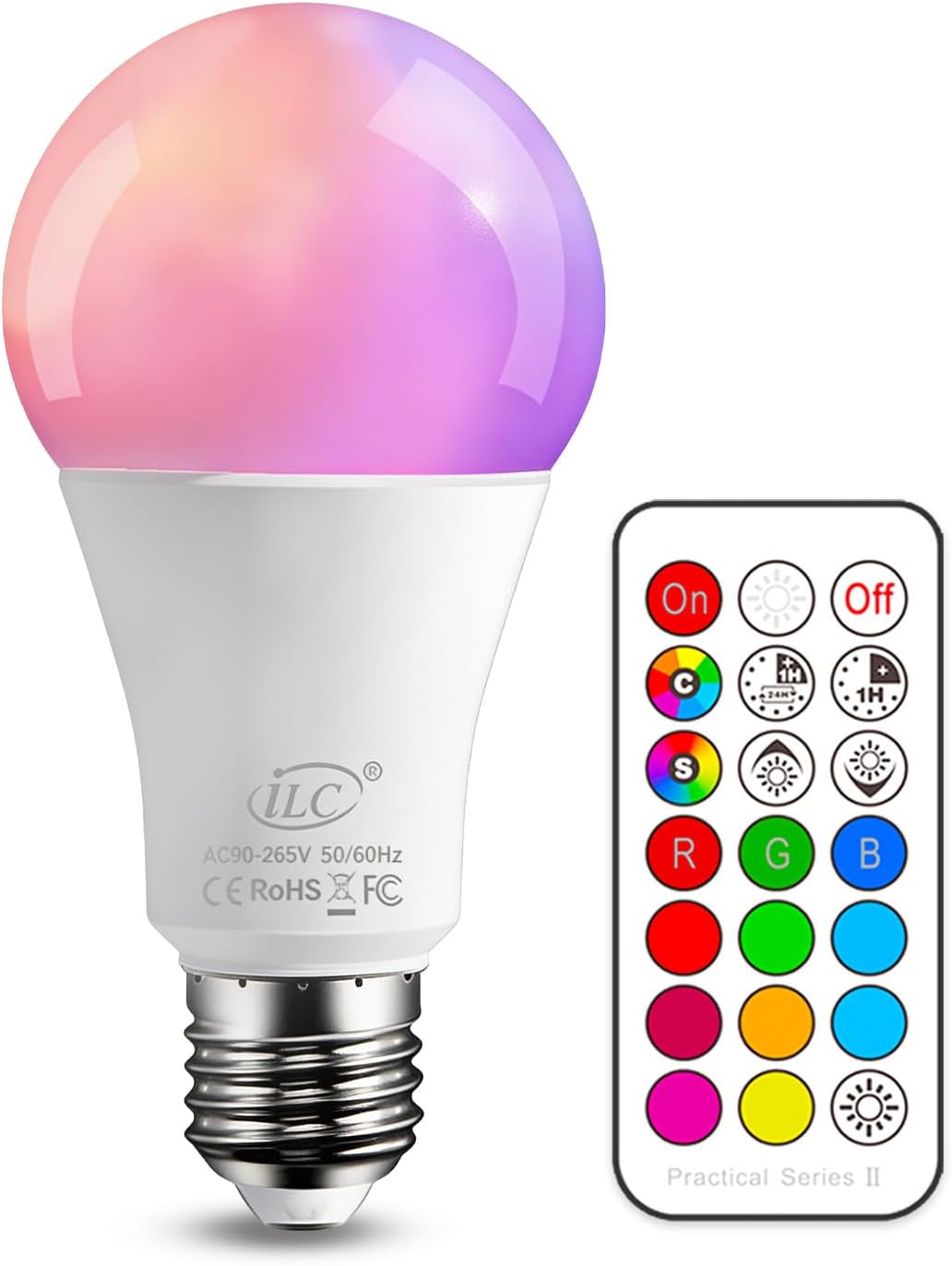 E27 Ampoule Led Changeantes, Ampoule Led Rgb Télécommandée 900lm 6000k, 12 Farben Nach Wahl, Mit Font Minuterie (lot 1)