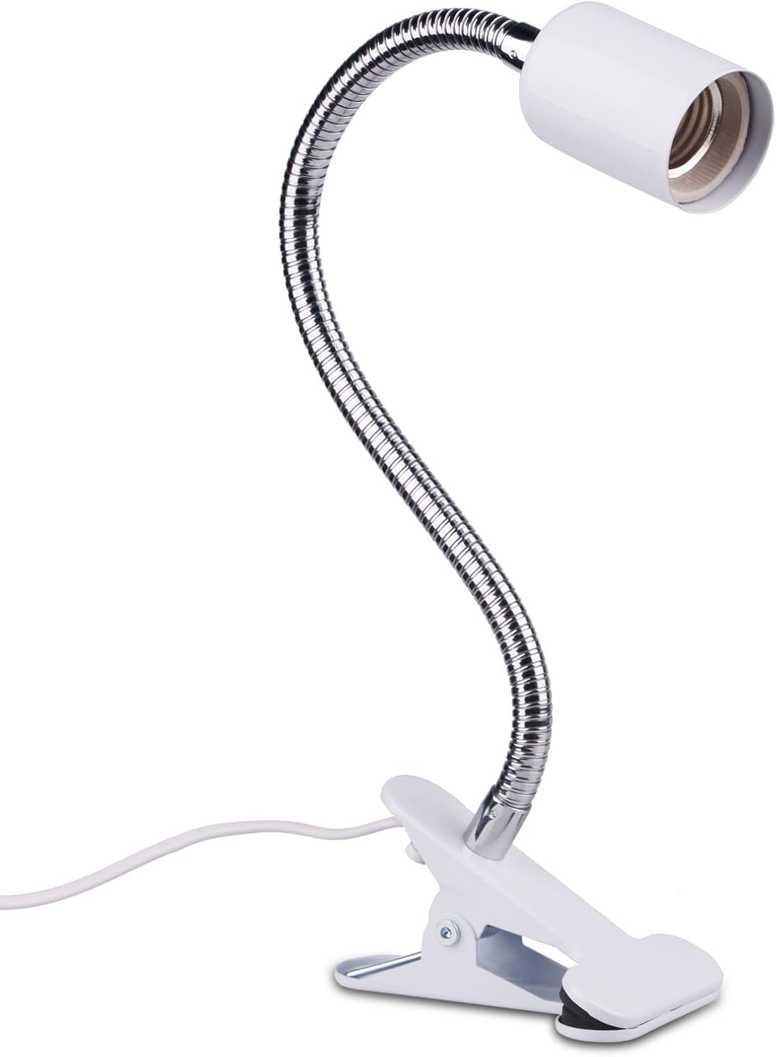 Douille E27 Mit Pince Und Kabel Für Lampe Reptile, Max. 150 W, 220 V Wechselstrom, 360° Flexibel, Keramik-douille E27 Mit Tortenunterbrecher, Chauffante-lampe (ohne Ampulle), Weiß