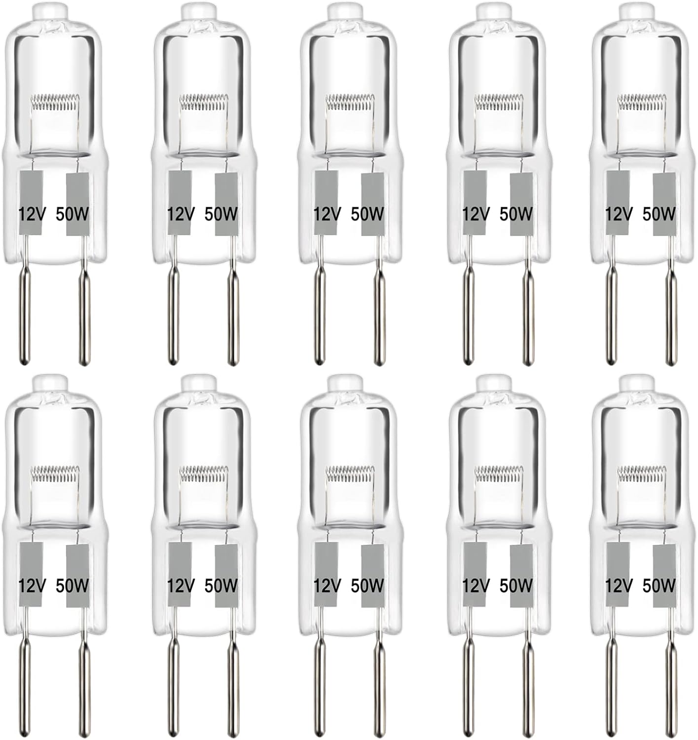 Dimmbare Halogenlampe Gy6.35, 50 W, G6.35 Ac/dc 12 V, 650 Lm, Warmweiß (2700 K), 10er-packung. Geeignet Für Kronleuchter, Schreibtischlampen Und Gartenbeleuchtung.