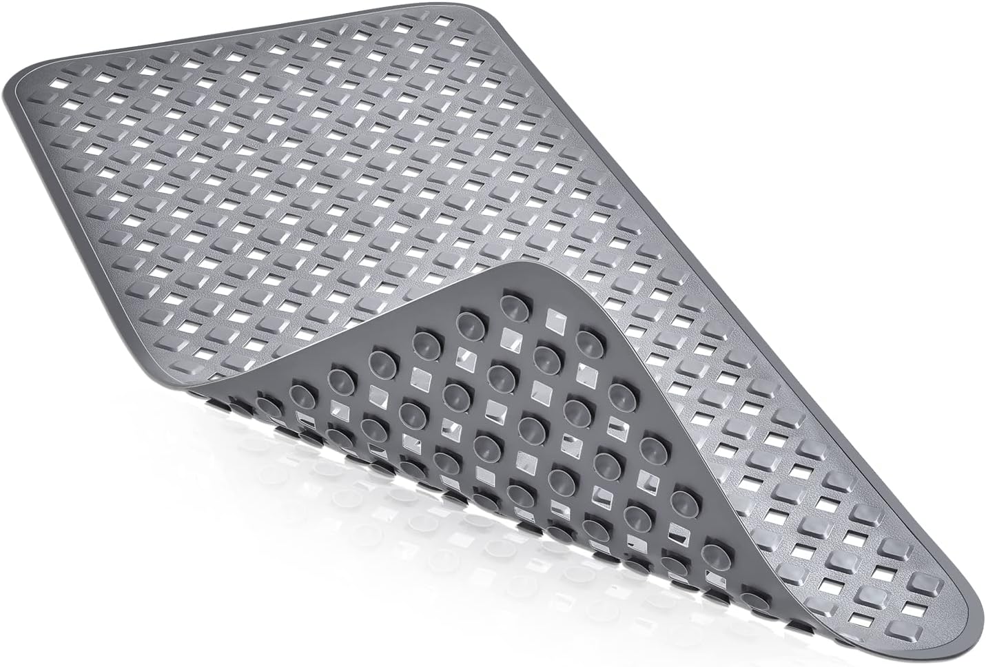 Tapis De Bain Antiderapant, Anti Moisture Tapis De Bain, 88x40cm Antidérapant Douche, Lavaable And Machine Rectangulaire, With Ventouses Trous De Drainage Salle De Bain Enfant Adulte (grau)