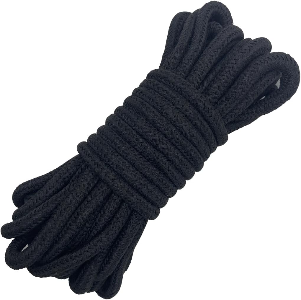Weiche Und Robuste Geflochtene Baumwollschnur – 8 Mm – 10 M – Baumwollknotenseil – Dickes Mehrzweckseil – Für Diy-projekte Und Dekoration (10 M, Schwarz, 1)
